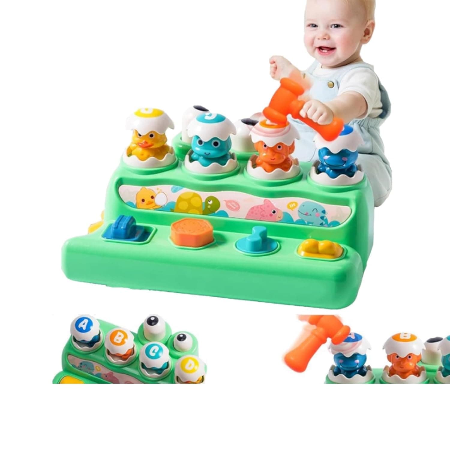 Andanna Interactive Pop-Up Activity Toy with Hammer, Educational Musical Light-Up Game for Toddlers 36+ Months