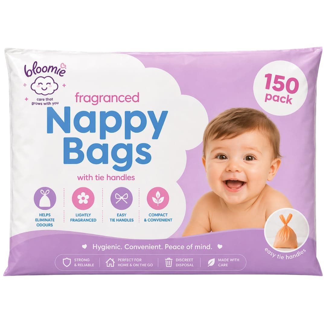 Fragranced Nappy Sacks 150 Pack Scented Nappy Bags Odour Control for Hygienic Disposal Portable Disposable Tie Handle Bags