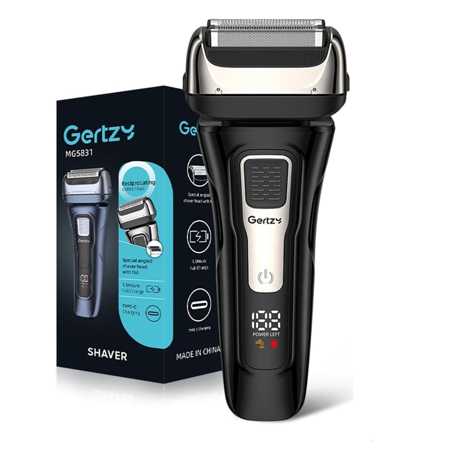 ماكينة حلاقة كهربائية للرجال من هيبايد: ماكينة حلاقة كهربائية لاسلكية قابلة لاعادة الشحن - ماكينات حلاقة للوجه IPX6 للرجال - مع ماكينة حلاقة منبثقة للسفر (اسود)