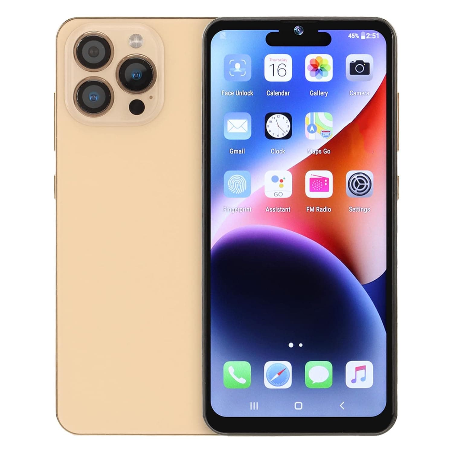 Unlocked Smartphone for Android 10, 4GB RAM 64GB ROM Dual SIM Dual Standby 3G Mobile Phone, 6.53in HD Large Screen, 8MP 16MP Camera, 3500mAh Battery, Face Recognition