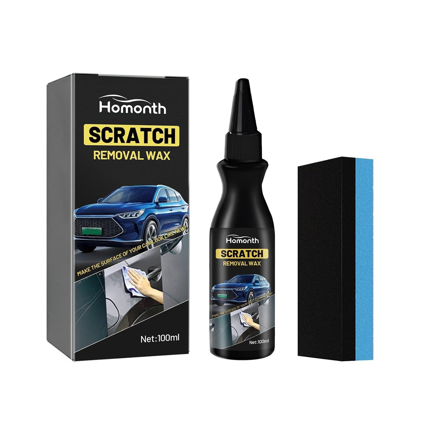 JKJ&ZXZ 1Pcs Car Scratch Repair Paste, 2026 New Car Scratch Remover for Vehicles, Car Paint Scratch Repair Polishing Wax, Premium Scratch Remover Kit with Sponge for Vehicles for Deep Scratches