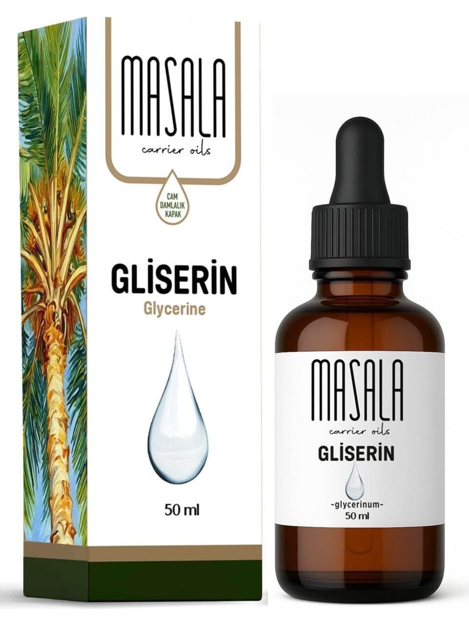Masala Vegetable Glycerine - 100% Pure and Natural - Glycerol - Skin and Cosmetic Compatible - 50ml