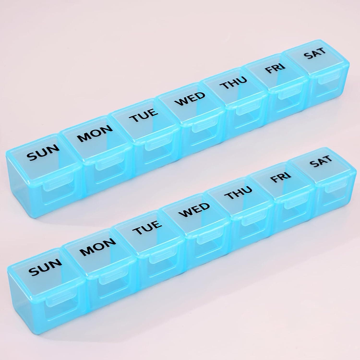 2 Pack Weekly Pill Organizer, Large 7 Day Pill Case, Daily Vitamin Case Medicine Box, Pill Organizer 7 Day for Medicine Supplements Fish Oil (Blue)