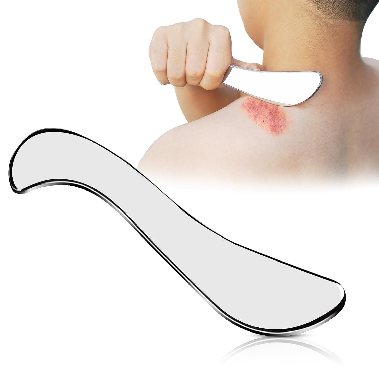 Gua Sha Stainless Steel Gua Sha Scraper Grade Fascia Tool for Rubbing Lymphatic Drainage Massager Full Body Cellulite Massage for Legs, Back, Face, Neck, Muscle Relaxation and Pain Relief