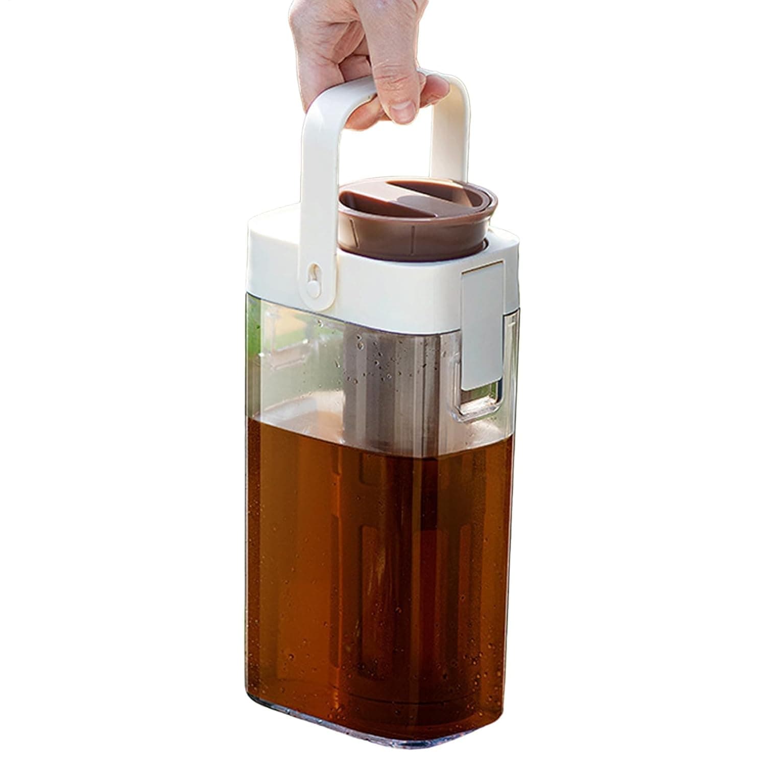ابريق شاي ثلجي للثلاجة بغطاء مانع للتسرب، ابريق مياه شفاف سعة 1000 مل للثلاجة، مثالي لتخزين عصير الليمون وحليب الام والعصير والمشروبات الباردة للاستخدام في المنزل والمكتب والسفر