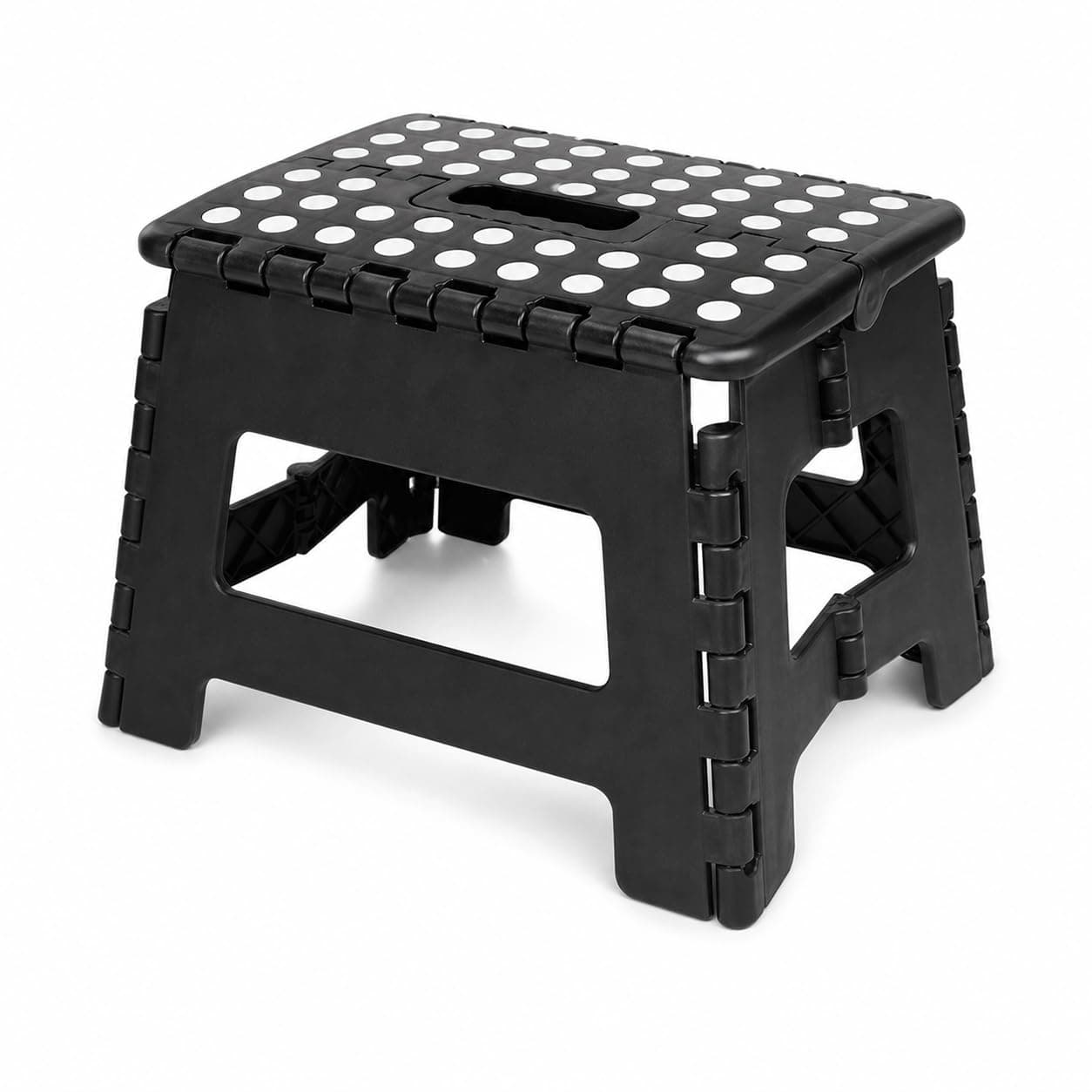 Folding Step Stool Portable Bathroom Stool Lightweight Step Stool with Handles Collapsible Plastic Stool Chair for Kitchen Bathroom &Bedroom(Black)