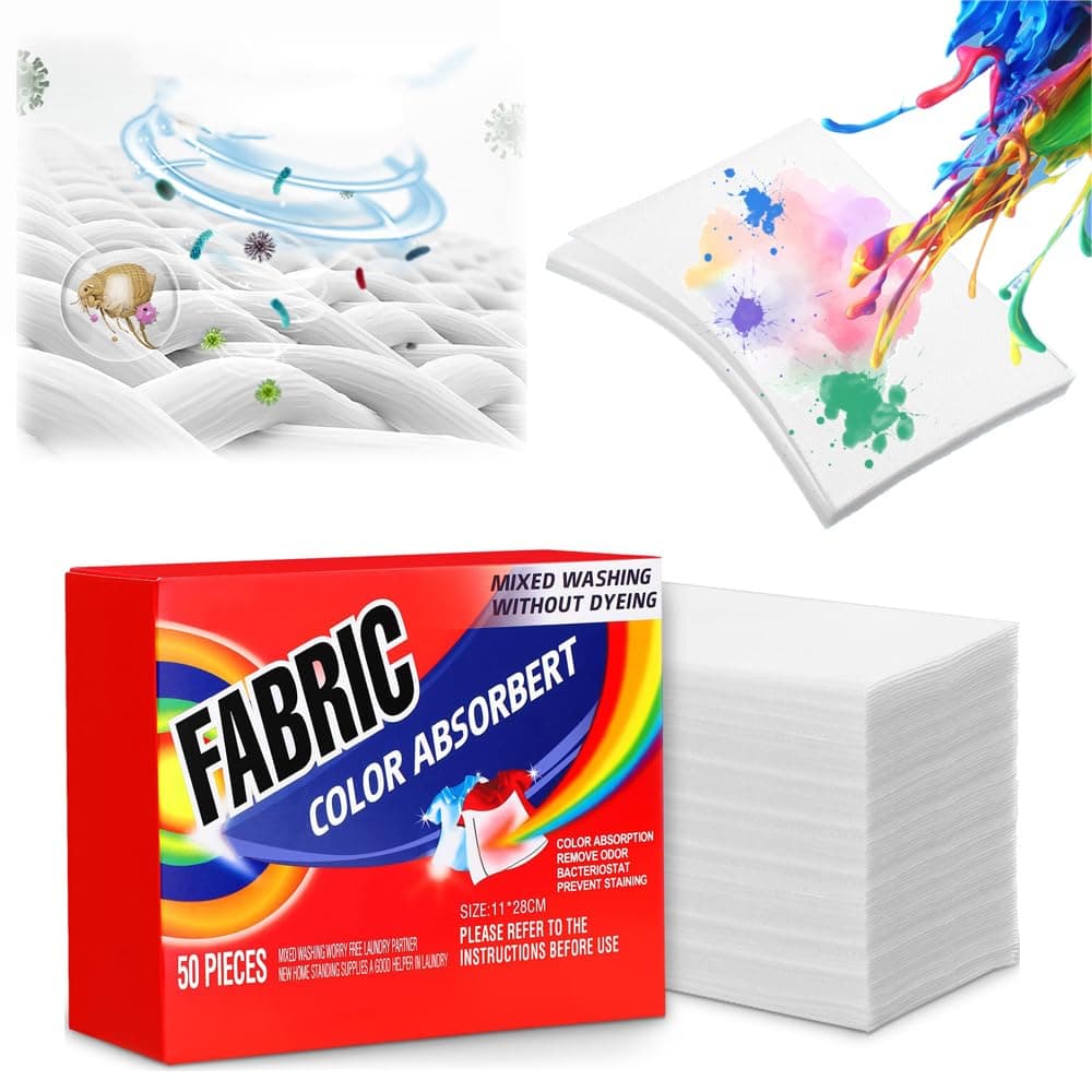 Dryer Sheets, Prevent Color Bleeds Runs Absorber Laundry Sheets, Anti Dyeing Clothes, Clothing Color Absorbing Paper Mite Removal Color Trapping Sheets for Home Apartment Use(1 Box/50Pcs)