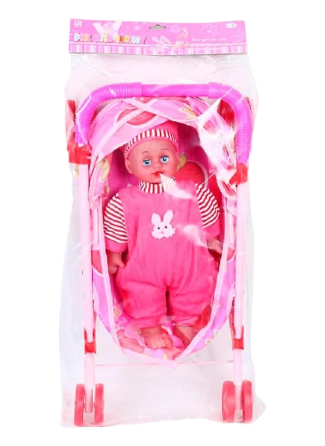 Toy Box Cute Baby Doll With Lightweight And Foldable Doll Stroller 30X15X10 Cm Multicolor
