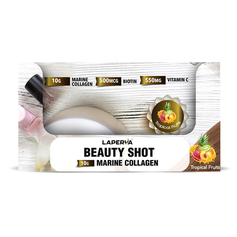 laperva Beauty Shot Marine Collagen - For Better Hair, Skin & Nails, 1.5 times More efficient (Box of 12 Shots)