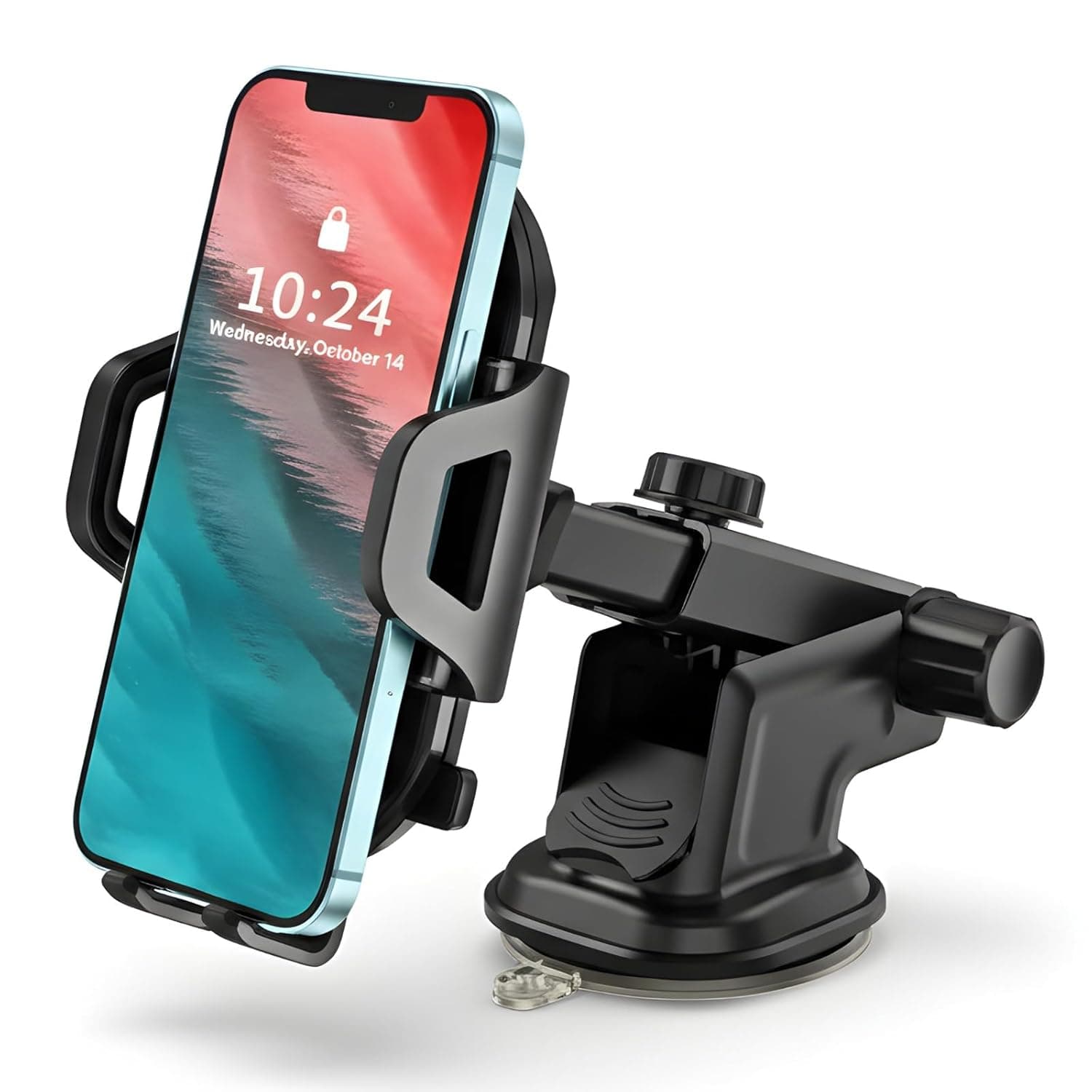 حامل موبايل للسيارة - لوحة العدادات والزجاج الامامي والمكتب | حامل موبايل عالمي يدور 360 درجة بدون استخدام اليدين للهواتف الذكية ايفون واندرويد