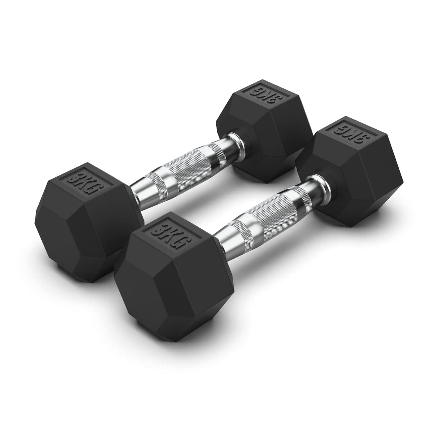 Commando Cast Iron Hex Dumbbells Pair, Non-Slip Chrome Handle – Available in Weights 1 to 12.5 Kg