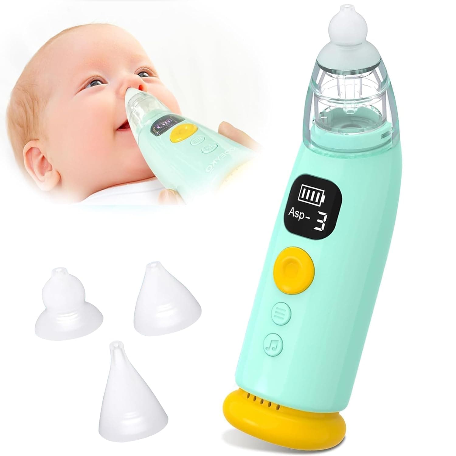 Baby Nasal Aspirator, Electric Auto Snot Remover with LED Light & Music, include 3 Tips and Tweezers, 3 Speed Suction and Low Noise, Rechargeable Nose Sucker for Snotty Kid/Nose/Children/Toddler