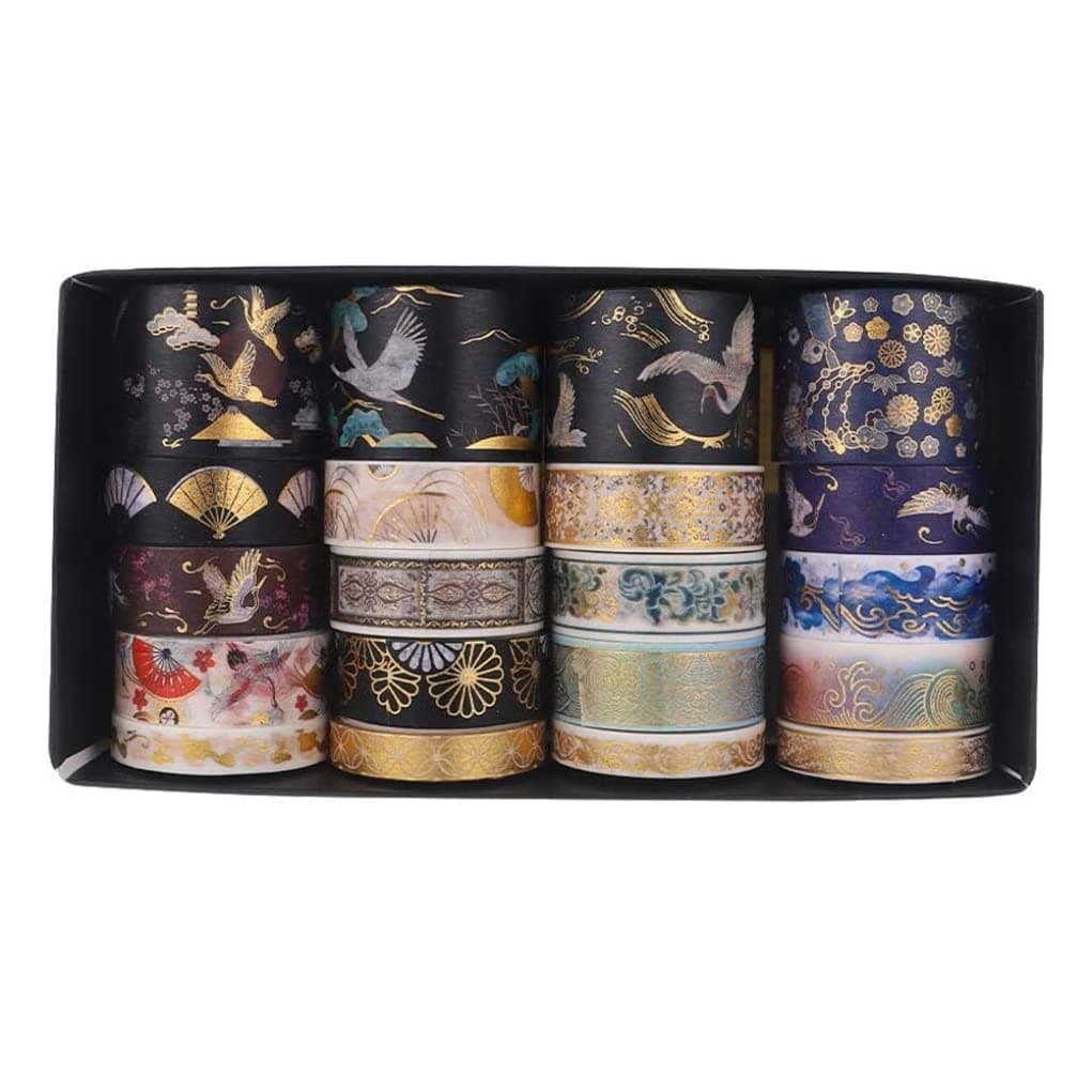 Tape 20 Rolls Decorative Masking Tape Craft Washy Tapes Masking Tape Paper for Arts,DIY Crafts,Journal Supplies,Scrapbooking, Gift Wrapping Clear,Gold Clear,Gold