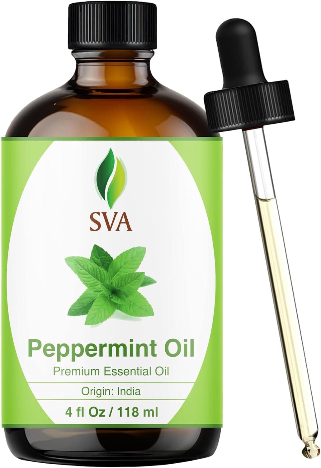 SVA Organics Japanese Peppermint Essential Oil Organic 4 Oz USDA 100% Pure and Natural Premium Therapeutic Grade For Aromatherapy, Skin Care, Hair Care & Body Massage