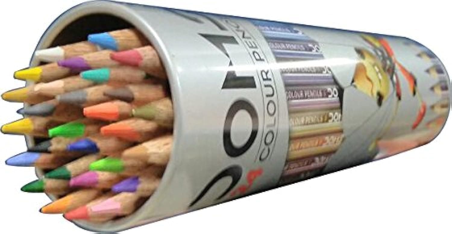 Doms 1037203 Wooden Colors Round Tin 24 Shades Set, Green,Orange,Silver