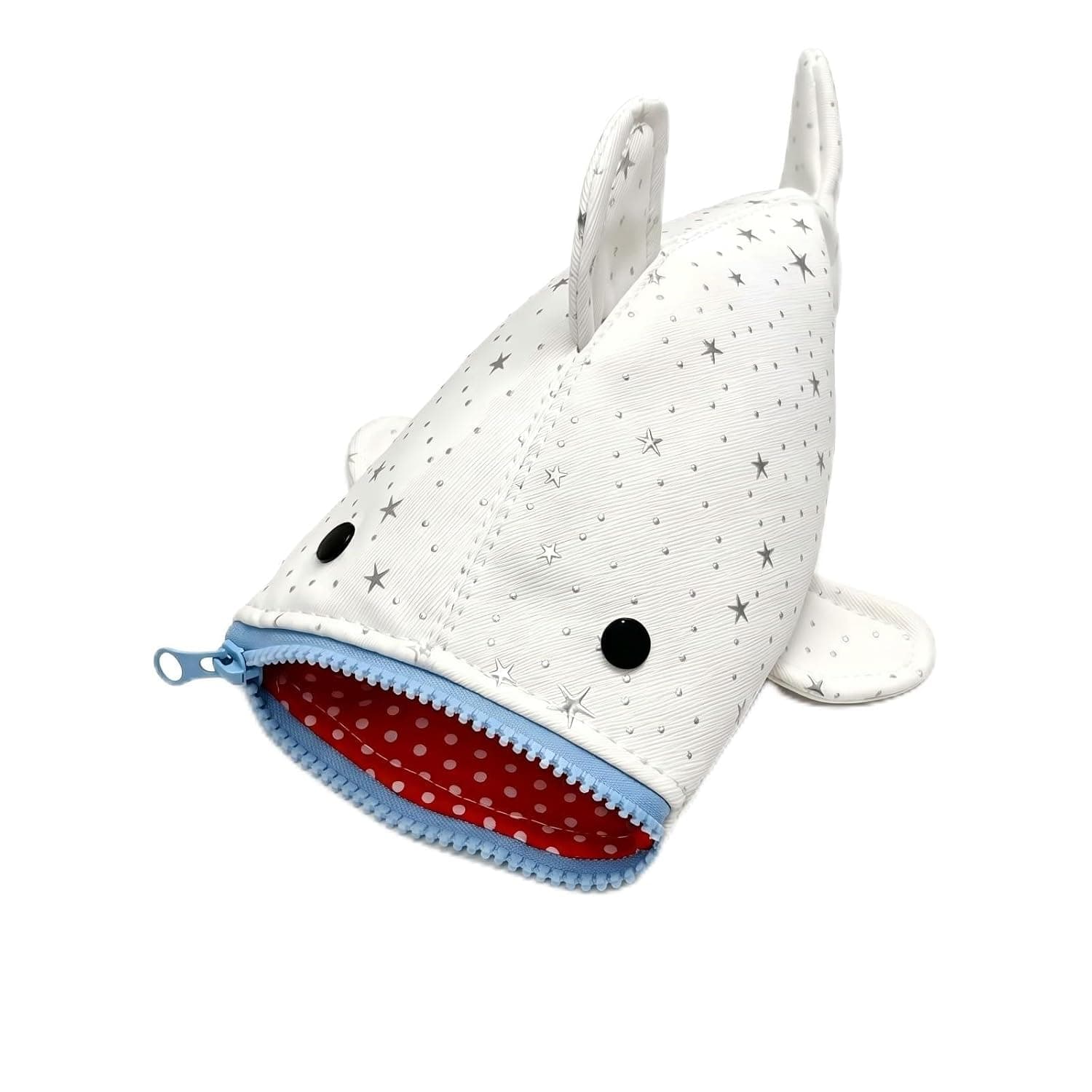 Shark Pencil Case, Creative Novelty Fish Shape Large Capacity Pen Bag, Adorable Plush Stationery Storage Pouch, Coin Purse with Zipper Closure, Multi Purpose Organizer for Girls Boys Adults, White