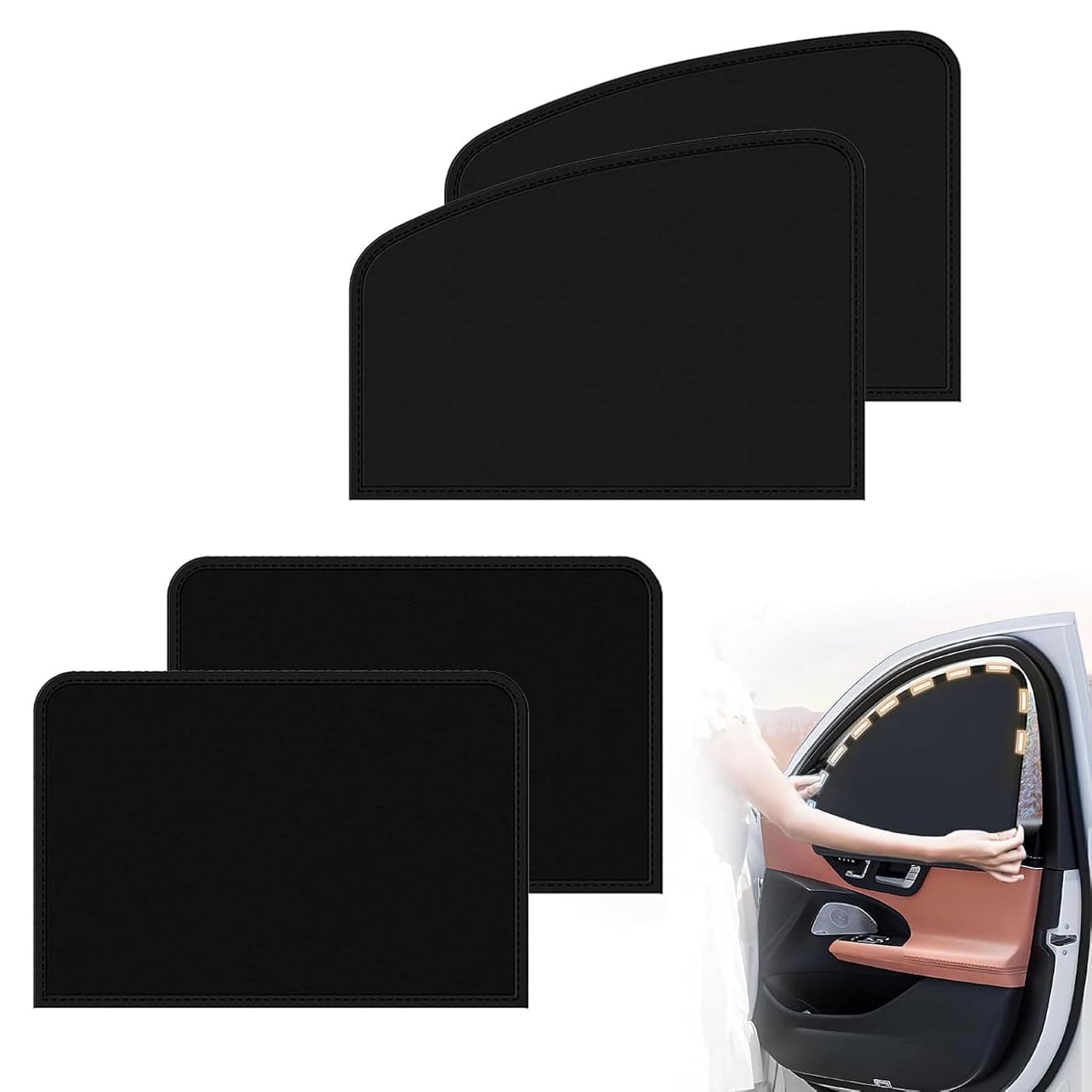 ToolHouse 4 Pack Magnetic Car Window Sun Shade, Blackout Sunshades, UV Protection and Heat Blocking, Easy Install And Remove, for Front & Rear Windows, Universal Fit for Most Vehicles(Black)