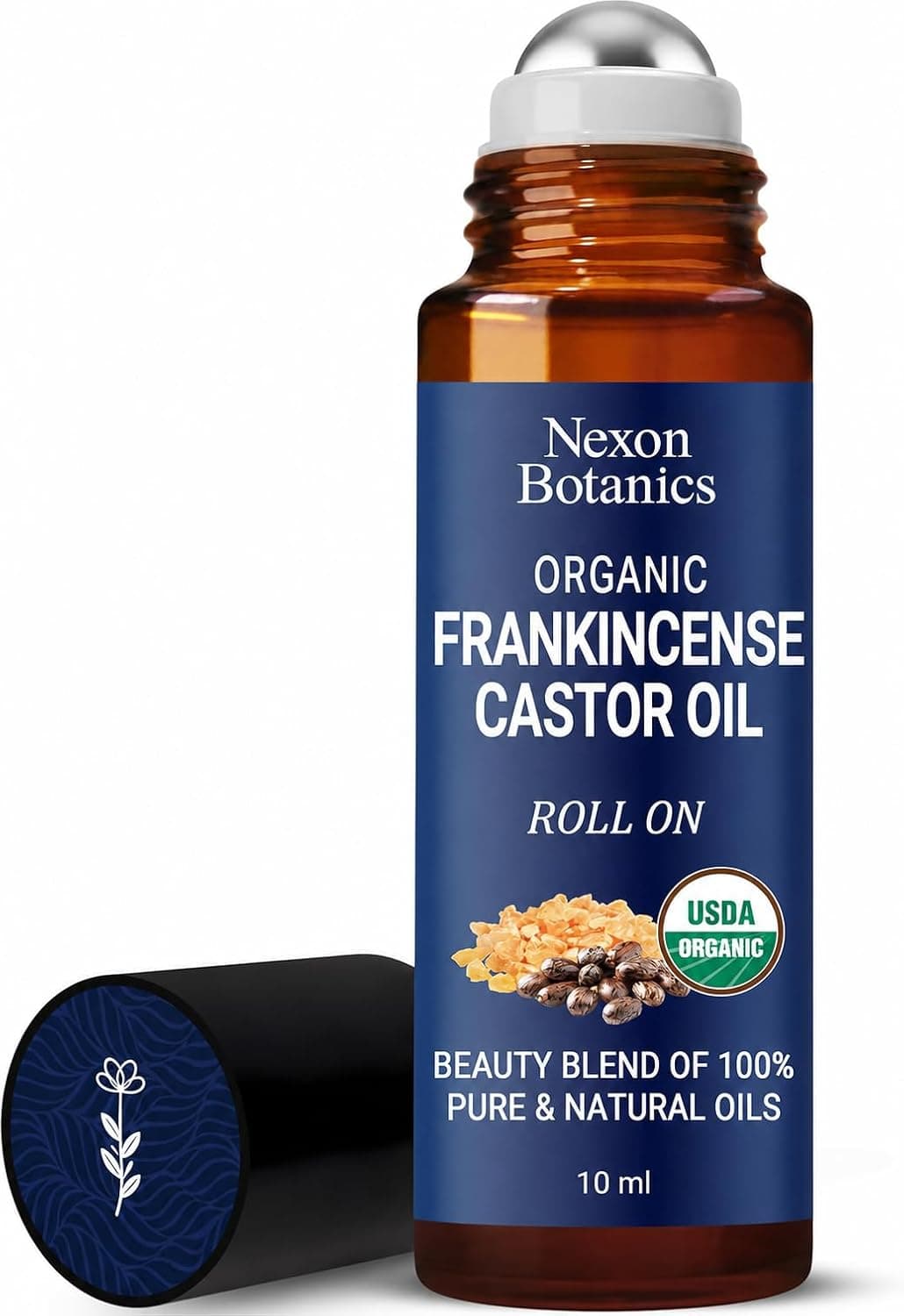 Nexon Botanics Eye Roller with Organic Castor Oil & Frankincense 10ml - Natural Essential Blend for Puffiness and Fine Lines Under Eyes - Light Roll-on -