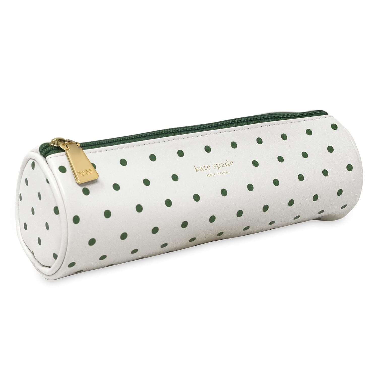 kate spade new york Leatherette Pouch, Lexington Dot | Faux Leather Pen and Pencil Case, Slim Long Pouch for Small Supplies and Cosmetics Organization for Women with Zipper Closure