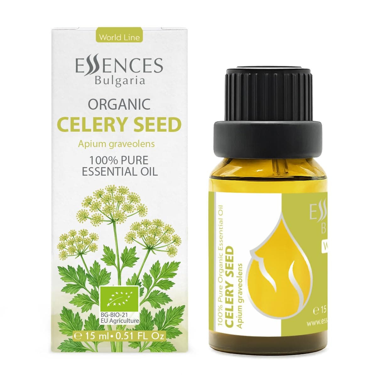 Essences Bulgaria Organic Celery Seed Essential Oil 15ml | Apium graveolens | 100% Pure | Natural | Undiluted | Therapeutic Grade | Aromatherapy | Cosmetics | Cruelty Free | Vegan