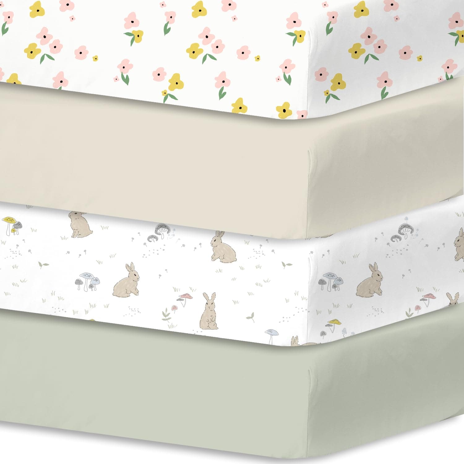Little Grape Land Fitted Sheet 70 x 140 cm, Set of 4 Baby Cot | Soft microfibre, breathable, with 360° all-round elastic, Oeko-Tex certified and easy to clean for everyday use.