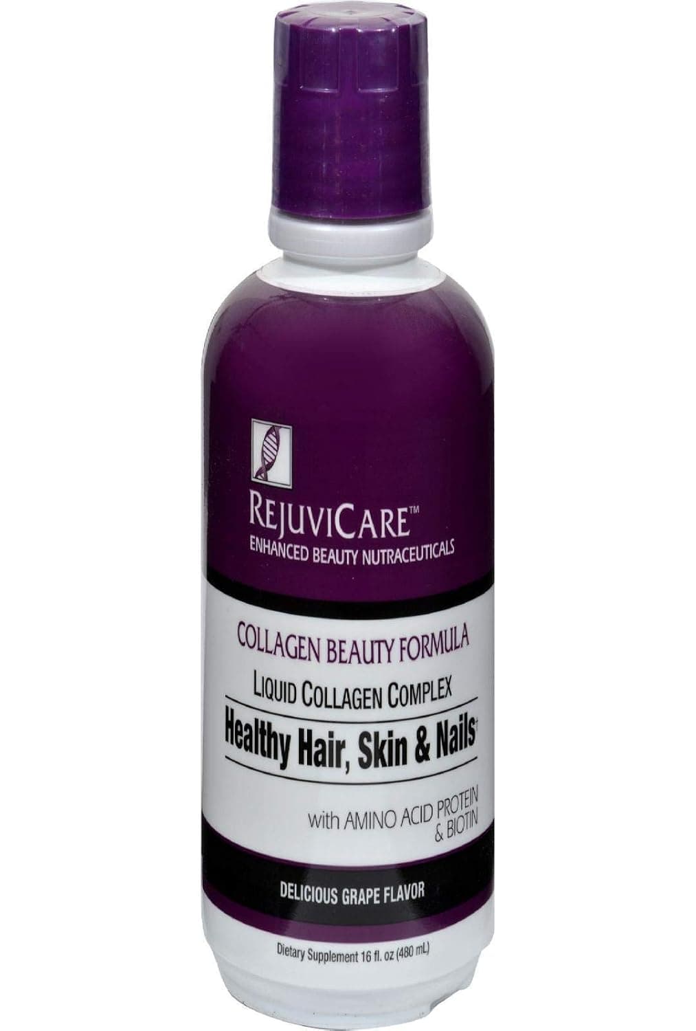 Collagen Beauty Formula, Liquid Collagen Complex, Healthy Hair, Skin & Nails, Delicious Grape Flavor, 16 fl oz (480 ml), Rejuvicare