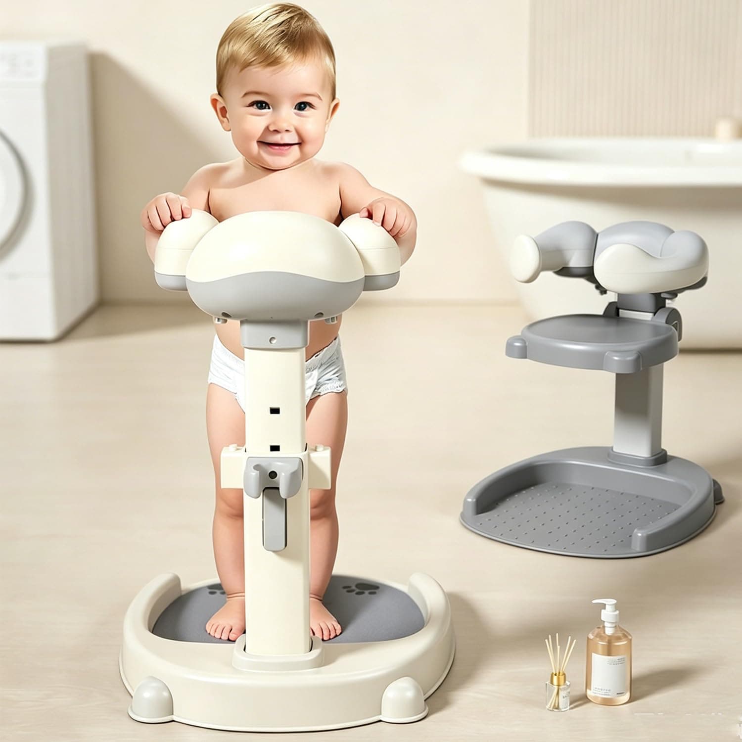 LinJie Baby Shower Stand Support, Bath Shower Standing Support,Adjustable Baby Shower Stand With Anti-Slip Base ,Adjustable Height Stool - Easy To Use,Ideal Gift For Infants 6-36 Months
