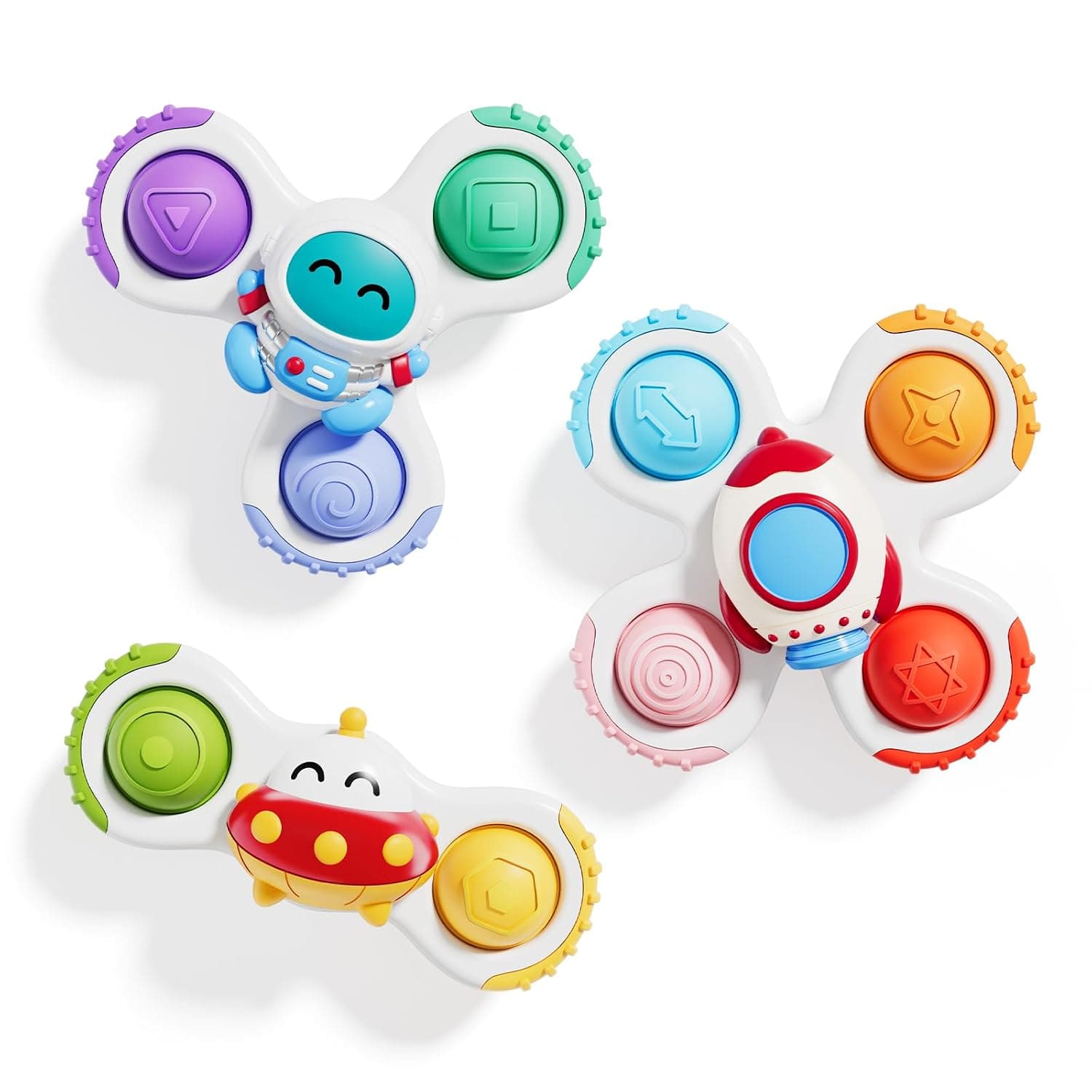 ALASOU 3PCS Pop Suction Cup Spinner Toys for 1 Year Old Boy Girl|Novelty Spinning Tops Toddler Toys Age 1-2|Sensory Baby Bath Toy for Toddlers 1-3|12 18 Months Boy Birthday Gift for Infant