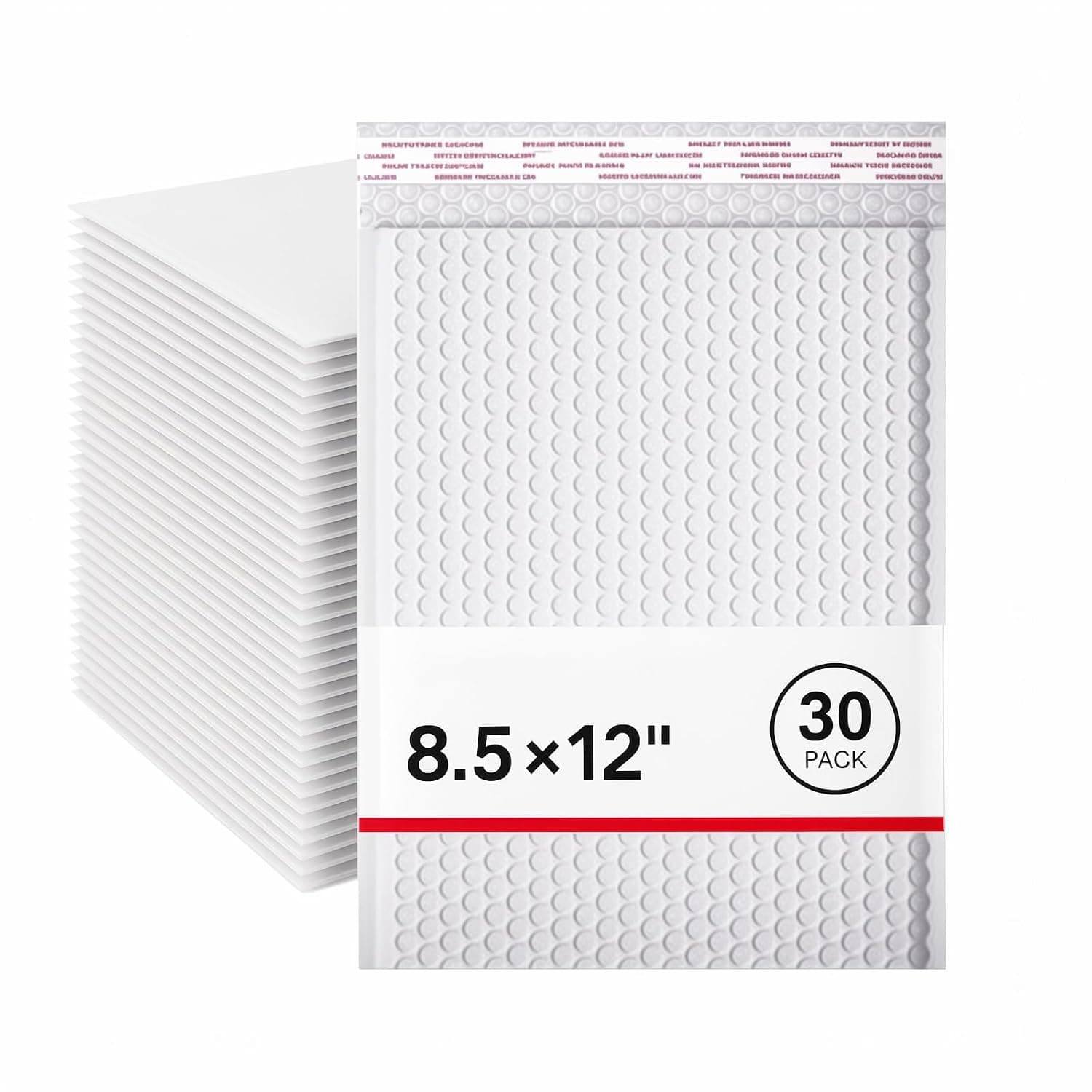 30 Pack Poly Bubble Mailers, White Self Seal Padded Envelopes, Waterproof Lightweight Shipping Bags for Clothes, Books, Gifts & Business Packaging