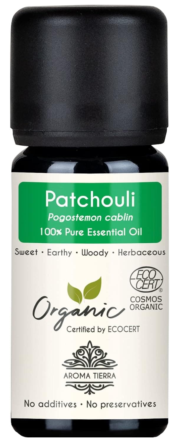 Patchouli Essential Oil (Sri Lanka) - Aroma Tierra - 100% Pure, Natural, Certified Organic by ECOCERT - 10ml
