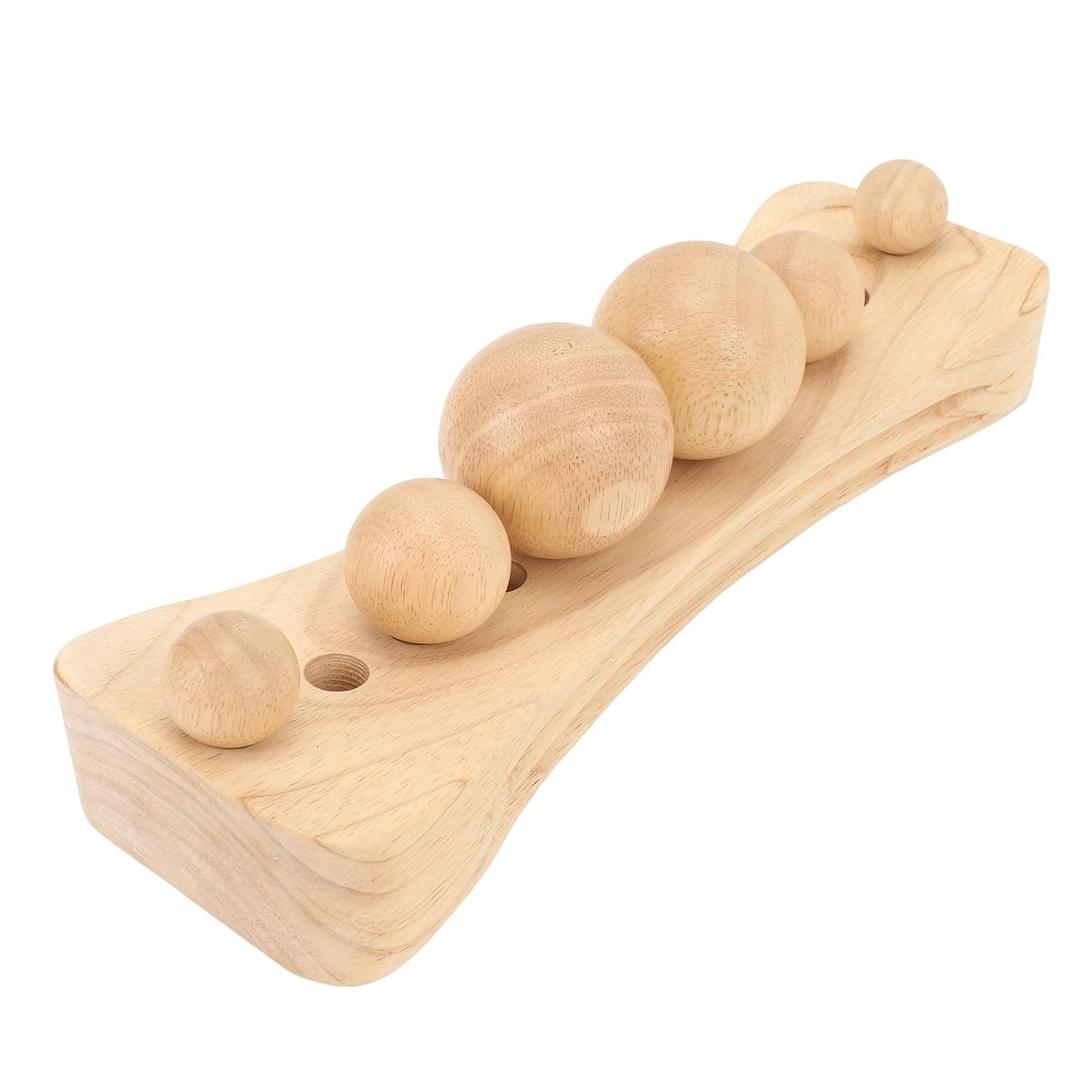 Stretch Massage Cushion with 6 Wooden Balls, Versatile Neck Back Hip Stretcher for Muscle Relief and Relaxation, Ideal for Home and Office, Durable Beech Wood