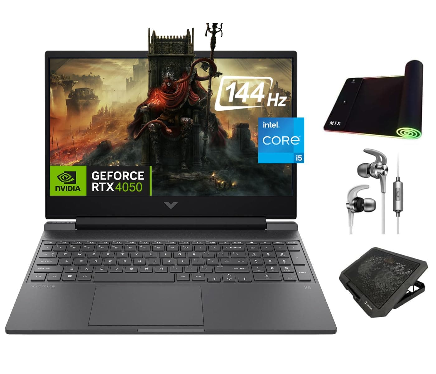 HP Victus Gaming Laptop, 15.6" 144Hz FHD, 8-Core Intel i5-13420H, NVIDIA RTX 4050 6GB GPU, 16GB RAM, 512GB SSD, Backlit KB, WiFi 6, Webcam, KeyPad, USB-C, 3-in-1 Essential Gaming Bundle, Win 11