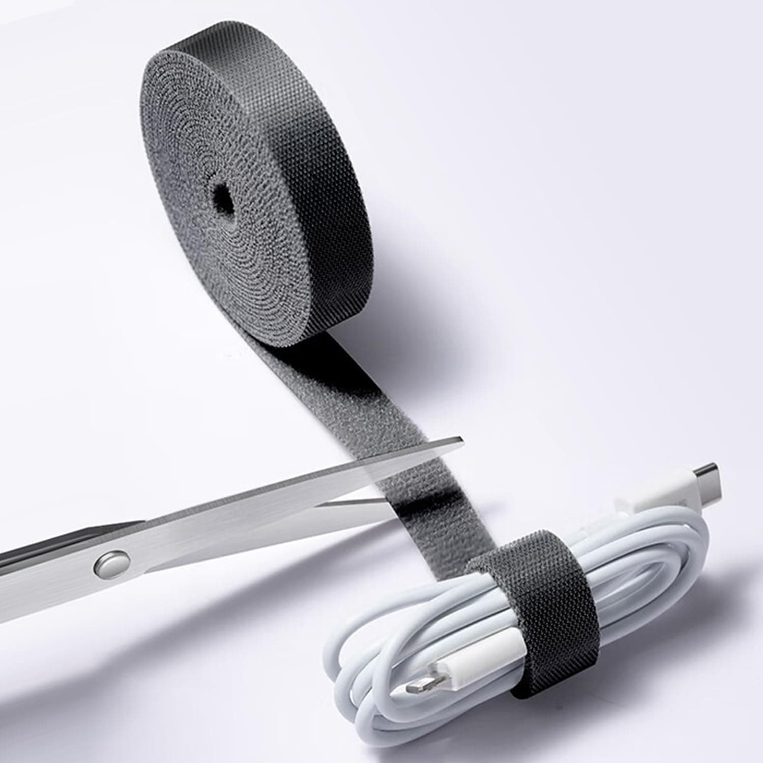 Reusable Cable Ties 16.4-feet, Roll of Hook Loop Cords Management Adjustable Cable Organizer Wire Straps, Black