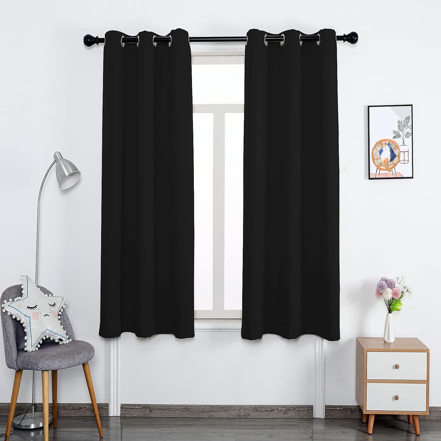 Blackout Living Room Curtains 180x260cm Decorative Pencil Pleat Faux Silk Fully Lined Drapes for Kitchen Nursery Home Decor Essentials