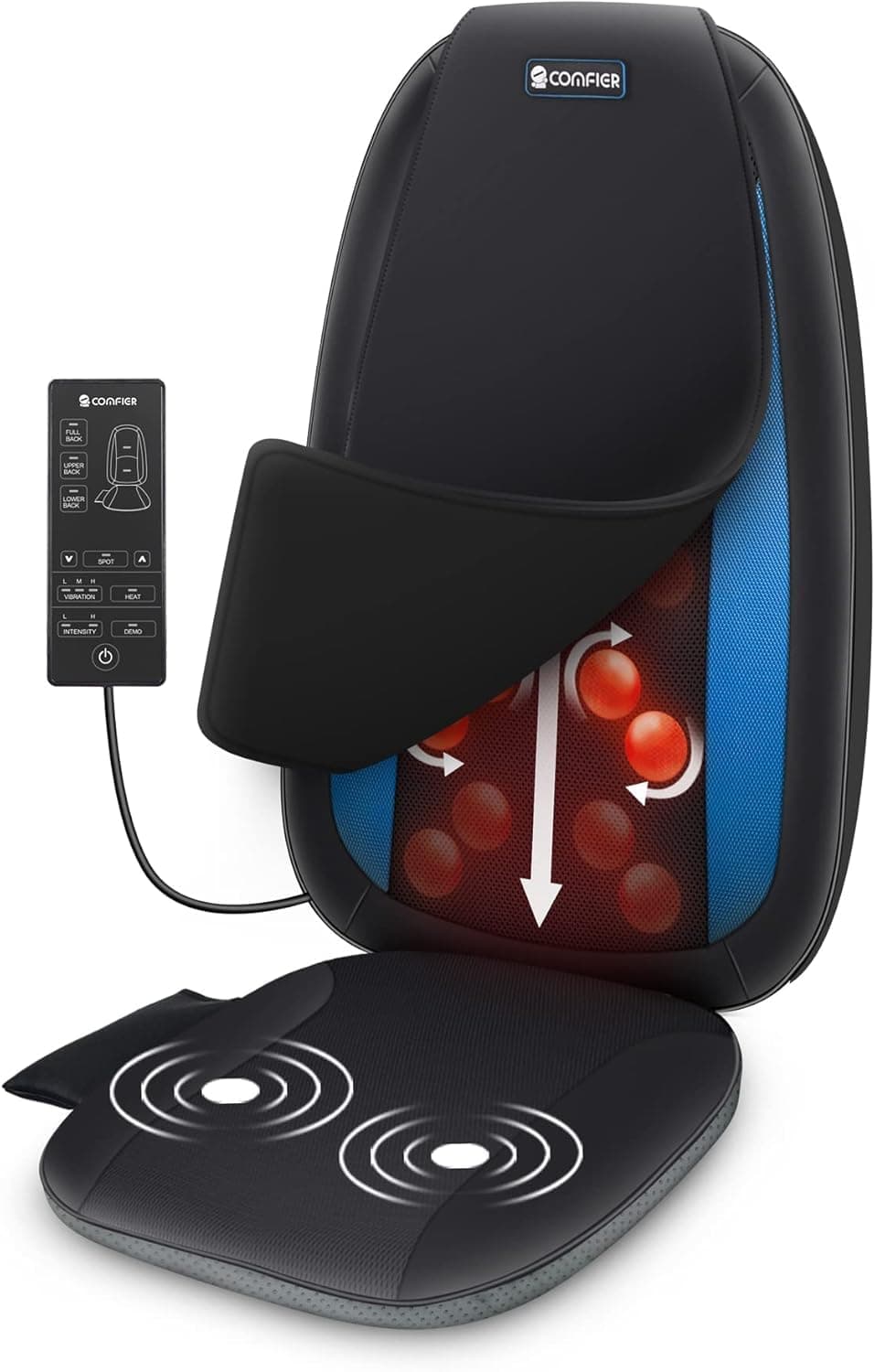 COMFIER Shiatsu Back Massager Seat Back Massager with Heat and Vibration Functions, Relaxation for Neck, Shoulders and Back, for Home and Office, Woman Gift