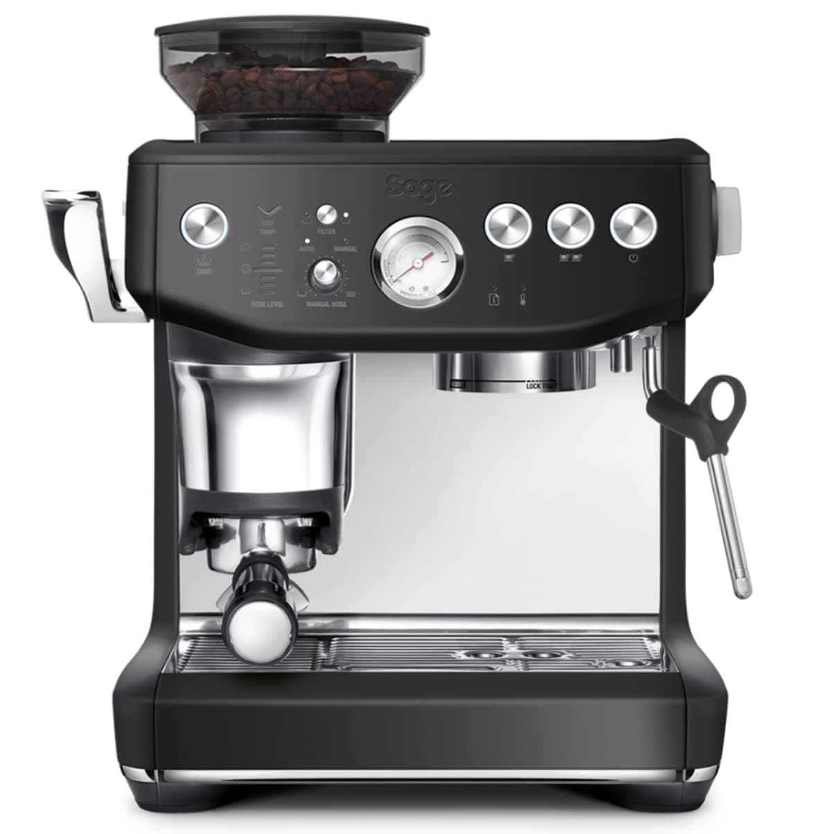 Sage - The Barista Express Impress - Bean to Cup Coffee Machine with Grinder and Milk Frother, Black Truffle - KSA Version, 2 Year Warranty