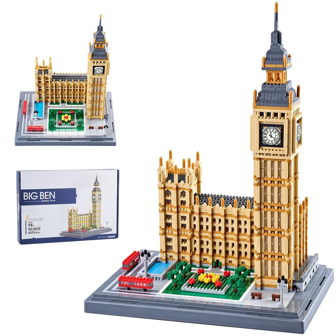Big Ben Building Blocks Kit, 6473 Clamping Blocks, Modular London Clock Tower Model Kit, Micro Bricks Construction Toy, Not Compatible with Large Brands