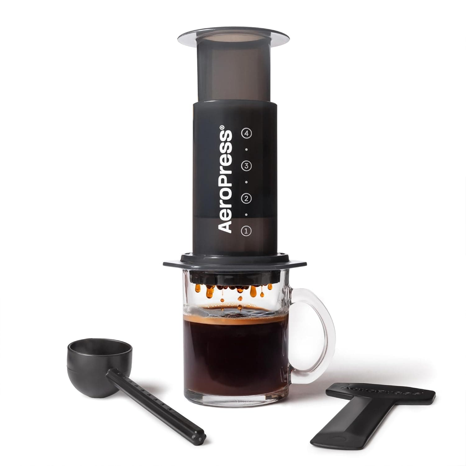 Aeropress Original Coffee and Espresso Maker, Barista Level Portable Coffee Maker with Chamber, Plunger, and Filters, Quick Coffee and Espresso Maker, Made in USA