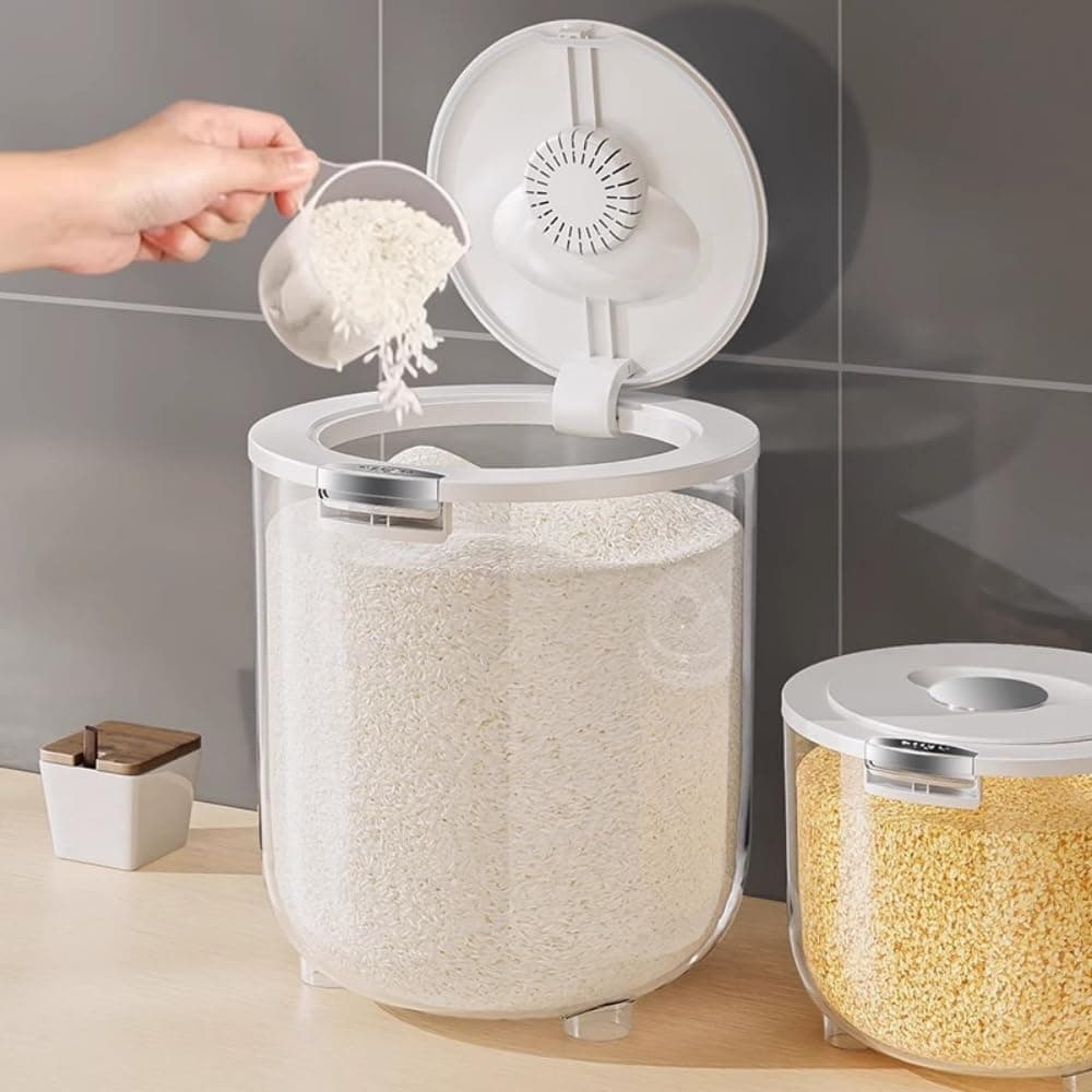 Rice Dispenser, Airtight Moisture Proof Rice Bucket, Large Grain Container Storage with Lid, Dry Food Grain Flour Soybean for Kitchen Pantry Countertop (15KG)