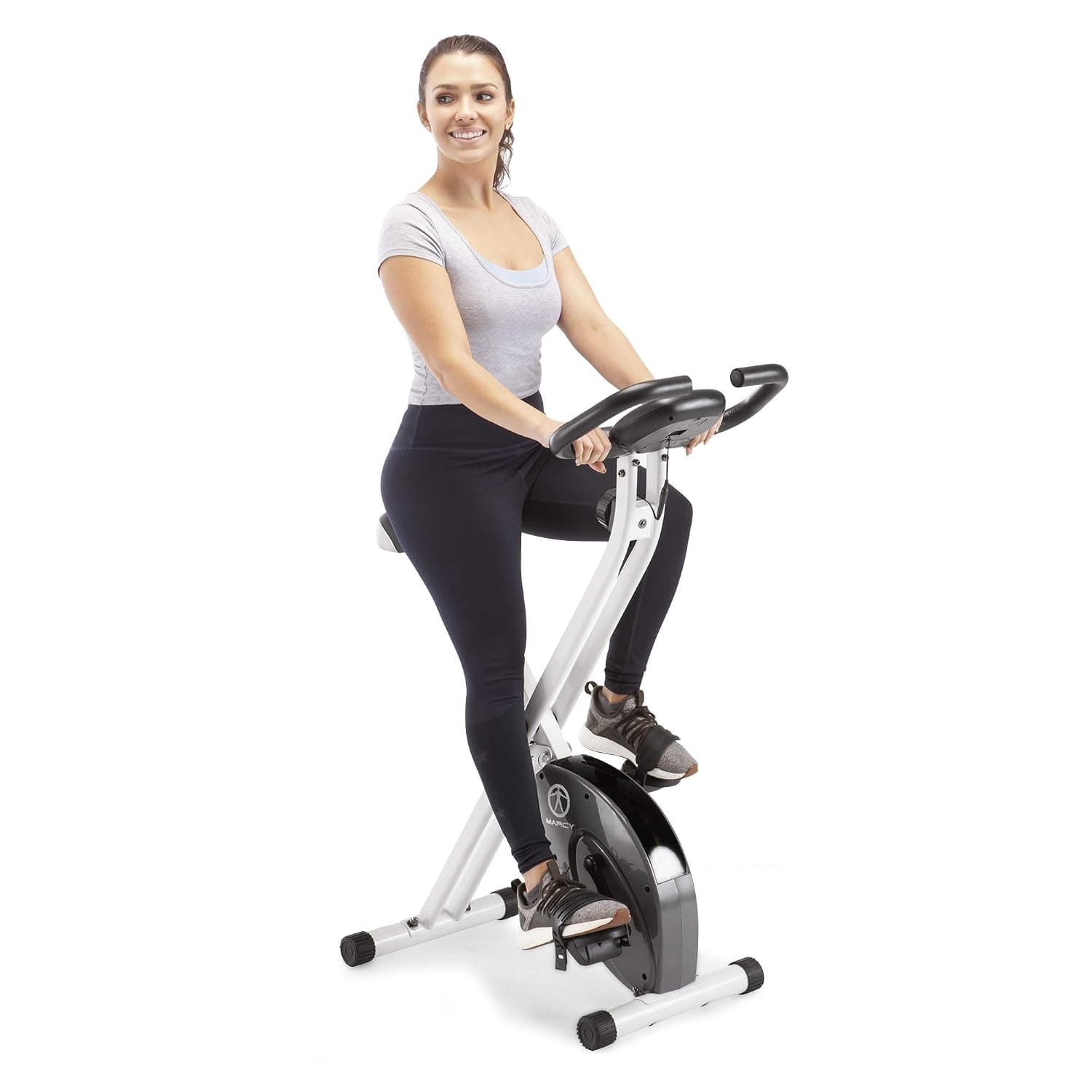 Marcy Foldable Upright Exercise Bike with Adjustable Resistance for Cardio Workout & Strength Training - Multiple Color Available