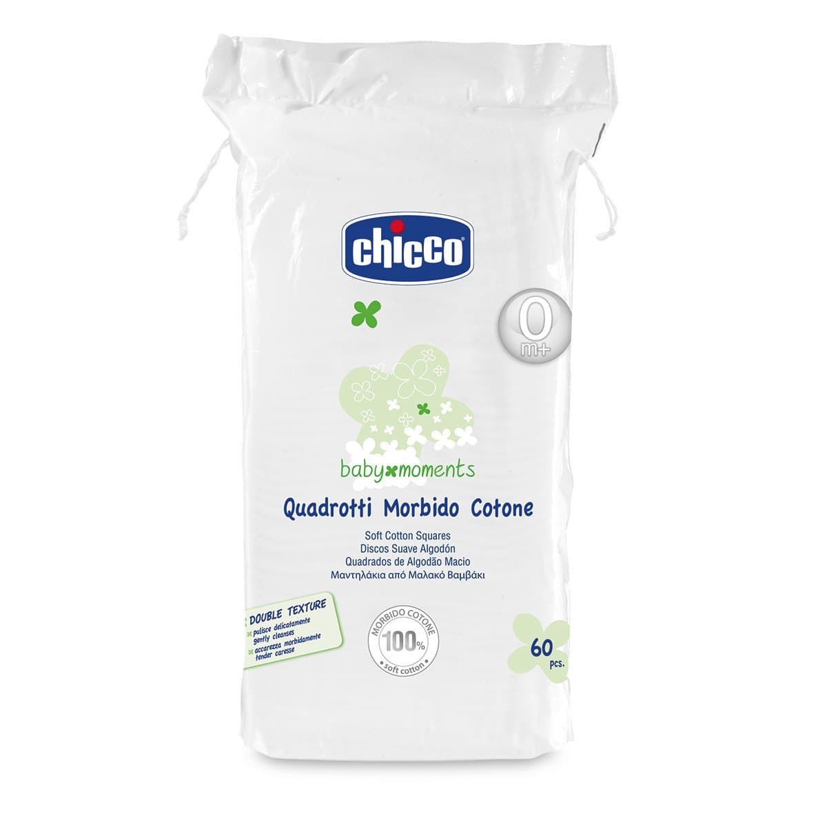 Chicco Baby Moments Soft Cotton Squares for Baby Skin 0m+ 60pcs