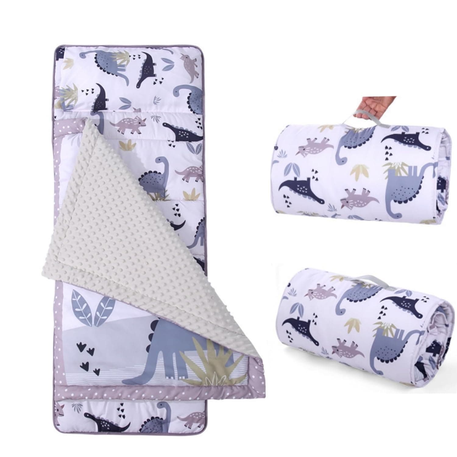 Andanna Nap Mat for Toddler with Pillow and Blanket All in One, Preschool Roll Up Portable Toddler Sleeping Bag for Daycare, Toddler Travel Sleep Bag, 125 x 50cm Washable