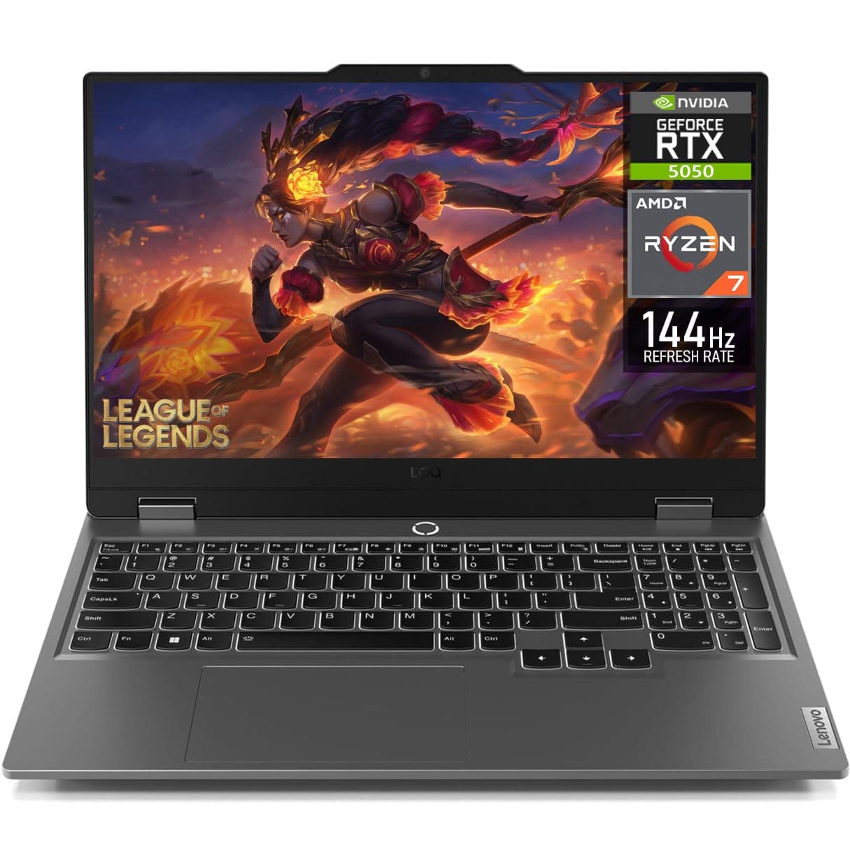 Lenovo LOQ 15AHP10 Gaming Notebook, 15.6" Full HD IPS 144Hz, AMD Ryzen 7 250, NVIDIA GeForce RTX 5050 8GB, 16GB RAM, 512GB SSD, Luna Grey