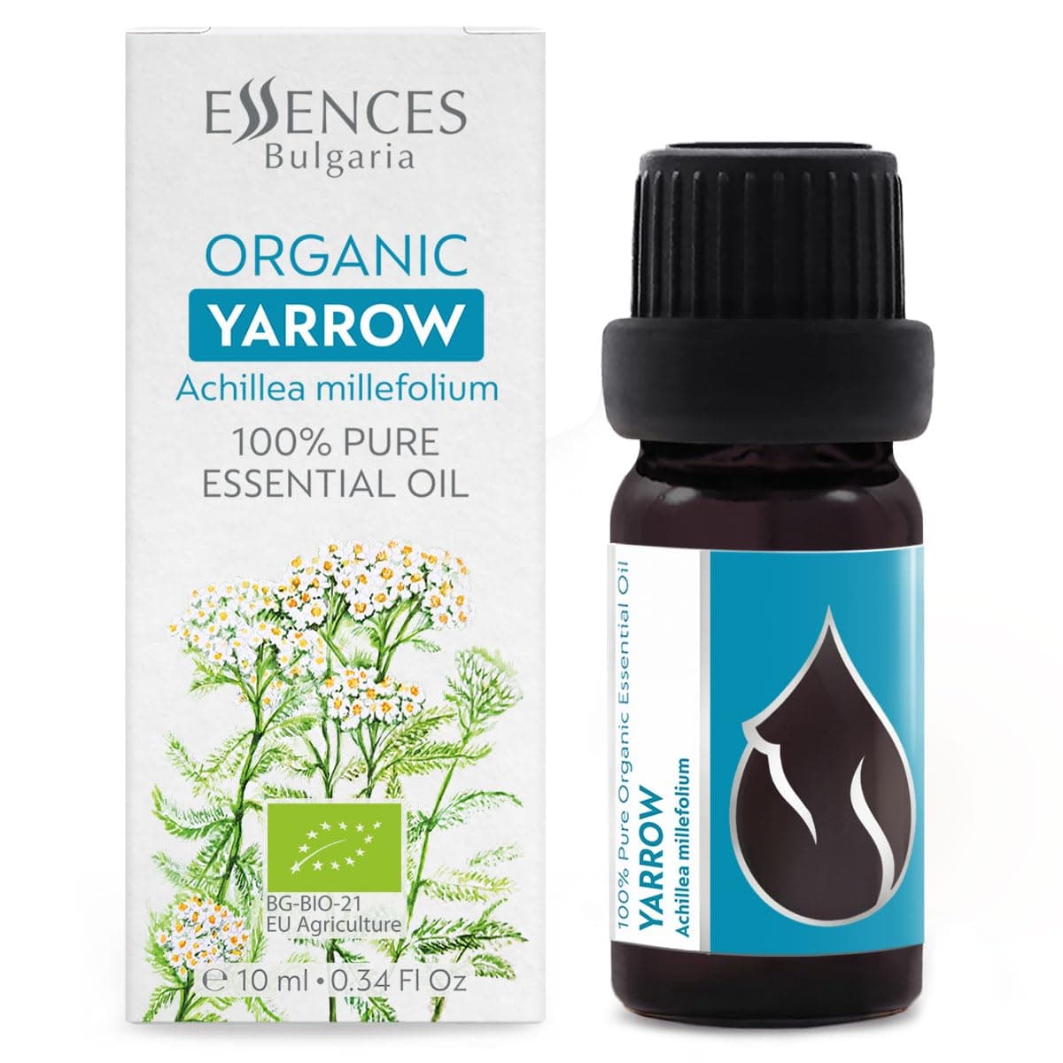 Essences Bulgaria Yarrow Essential Oil 10ml (1/3 Fl oz), 100% Pure, Undiluted, Therapeutic Grade, from Family Owned Farm, Best Value