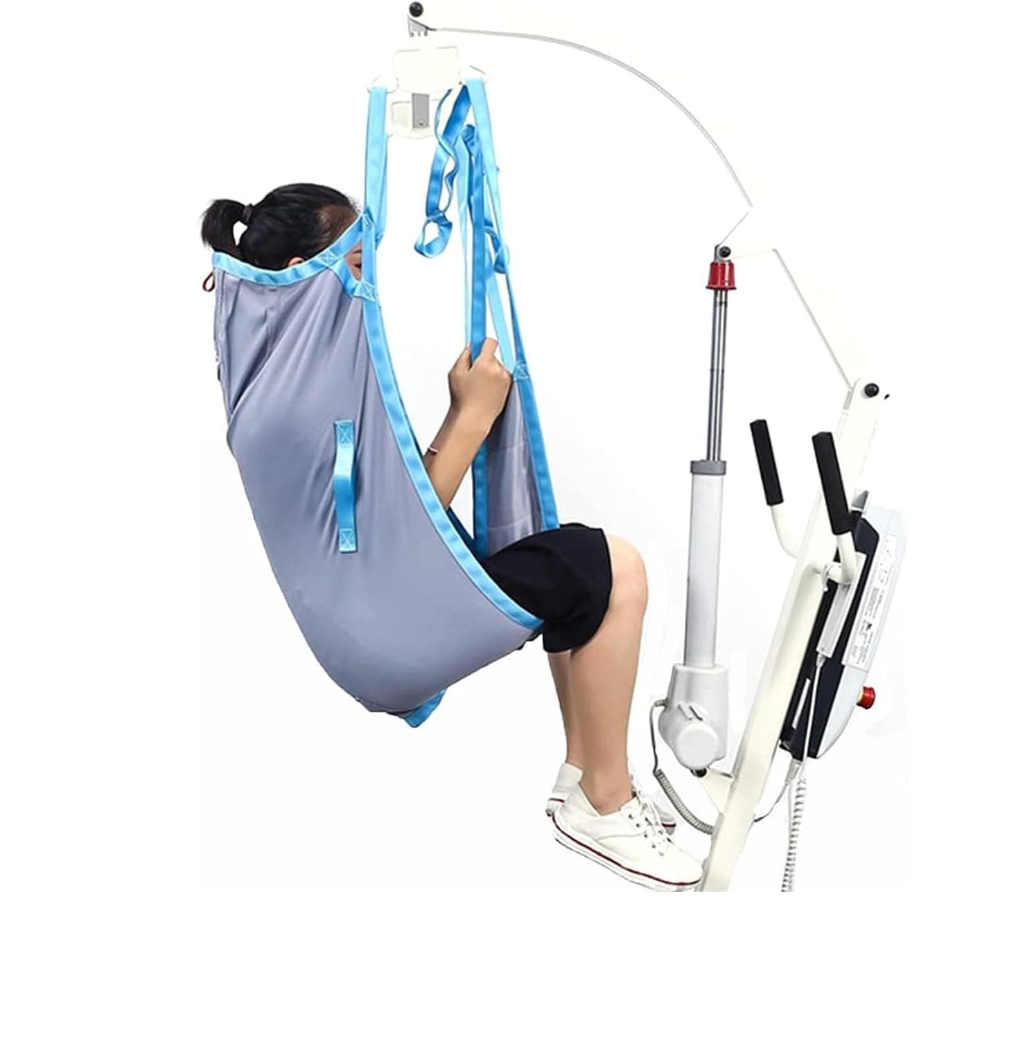 Patient Lift Sling, Shape Divided Leg Sling with Head Support,Lift Sling for Transfer and Positioning and Lifting,Medical Transfer Belt for Elderly,Bariatric (Size : M)