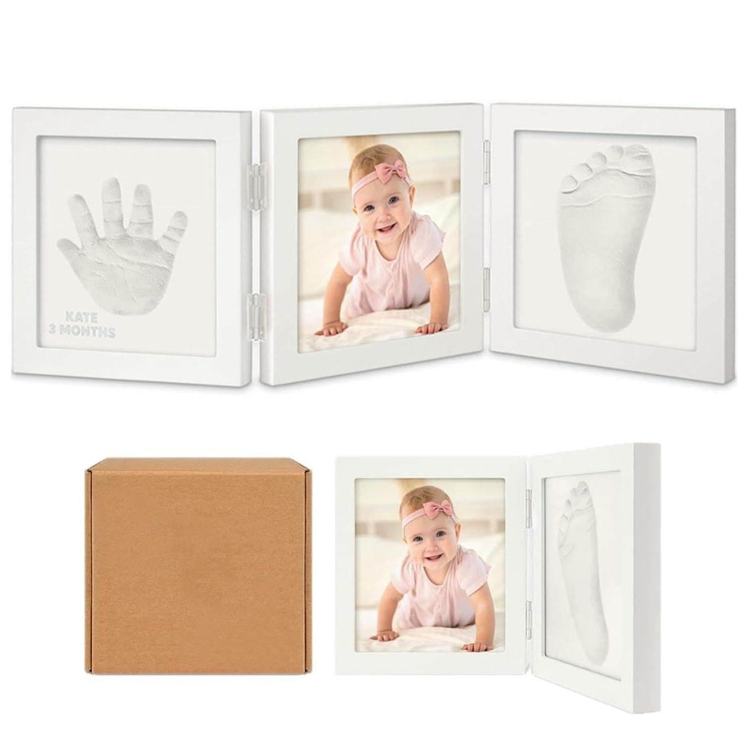 LinJie Baby Handprint Footprint Kit, Keepsake Photo Frame for Newborn Boys & Girls, Nursery Picture Frame, Gender-Neutral Newborn Keepsake Gifts, Baby Gifts