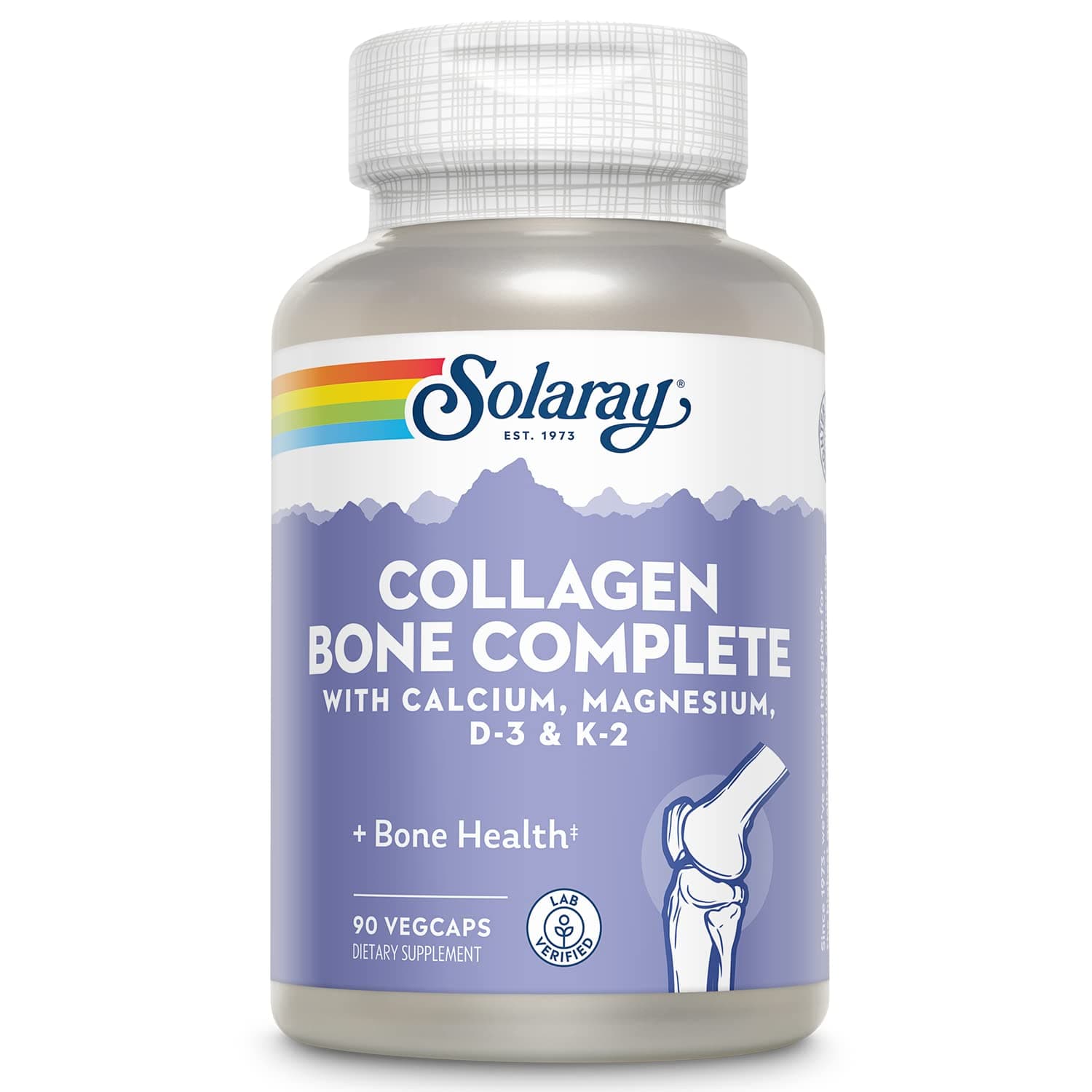 SOLARAY Collagen Bone Complete, Advanced Bone Matrix Formula, 90 VegCaps | Marine Collagen Capsules with Calcium, Magnesium, & Vitamin D3 for Women & Men