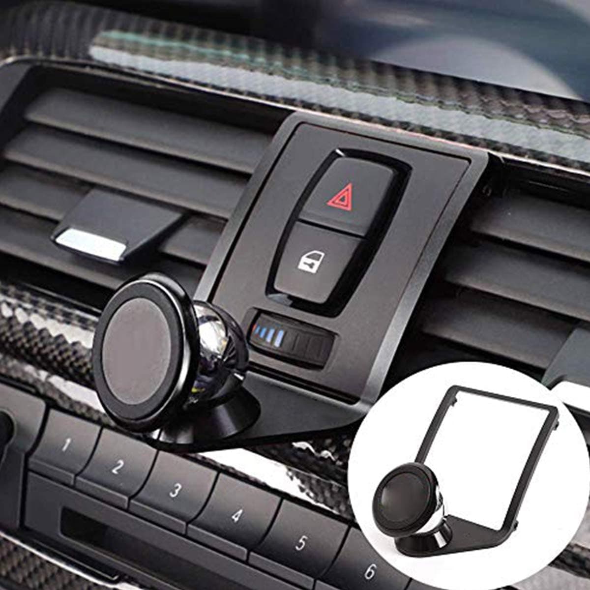 يوتشي حامل جوال من خليط معدني من الالومنيوم من هابي هورس لسيارة بي ام دبليو 4 سلسلة 3 سلسلة M4 F36 F35 F34 F33 F32 F31 F30 F23 F22 F82 F80 2013-2019 (اسود)