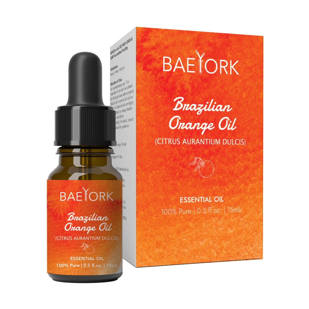 Brazilian Orange Essential Oil for Aromatherapy, Diffuser, Home Fragrance & Relaxation | Sweet, Fresh Citrus Aroma for Uplifting Atmosphere | PETA Approved | 100% Pure & Natural | 15ml