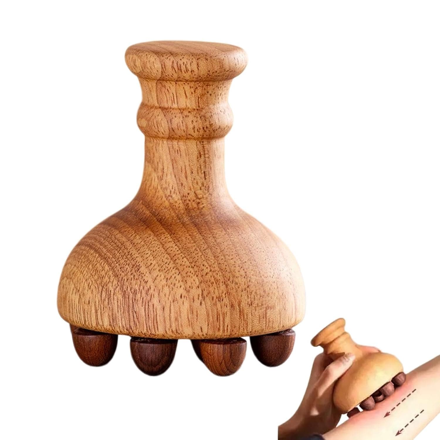 Wooden Massage Tools Smooth Contouring Natural Mushroom Massager | Wooden Body Sculpting Tools for Back Belly Face Neck Muscle Home Spa Travle Shower Yoga Salon Relaxation